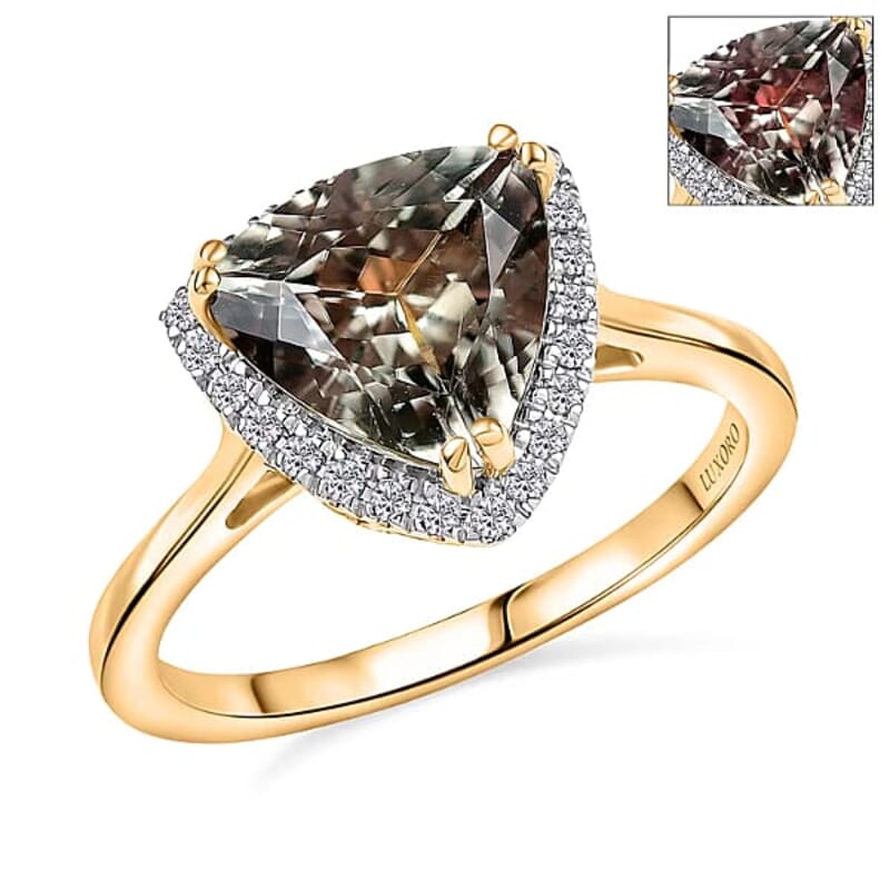 Certified & Appraised Luxoro 14K Yellow Gold AAA Turkizite, Diamond (G-H, I2) Ring (Size 5.0) 3.42 ctw