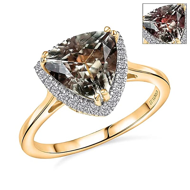 Certified & Appraised Luxoro 14K Yellow Gold AAA Turkizite, Diamond (G-H, I2) Ring (Size 5.0) 3.42 ctw