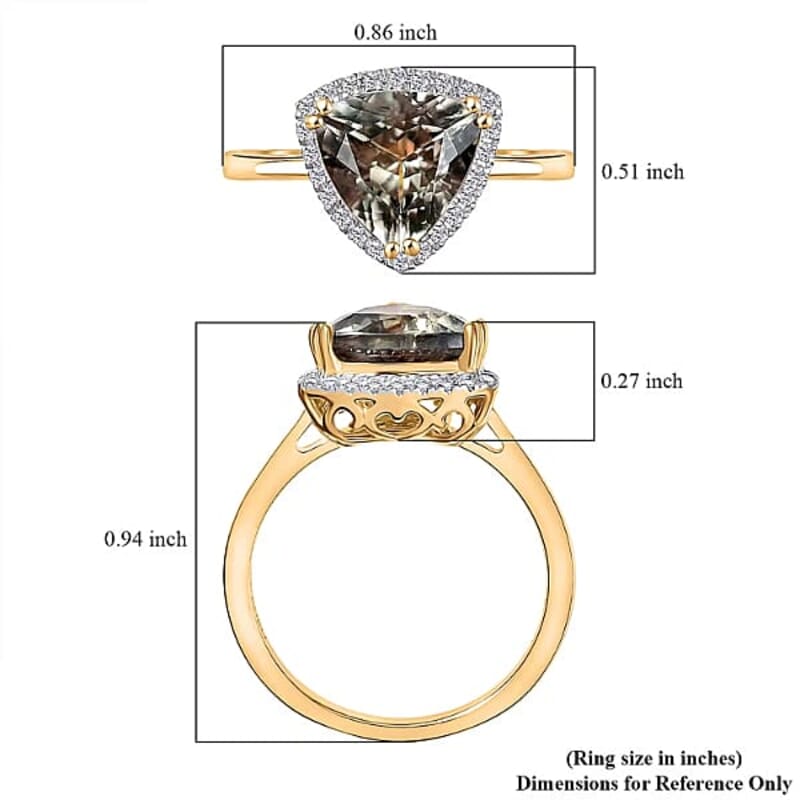 Certified & Appraised Luxoro 14K Yellow Gold AAA Turkizite, Diamond (G-H, I2) Ring (Size 5.0) 3.42 ctw