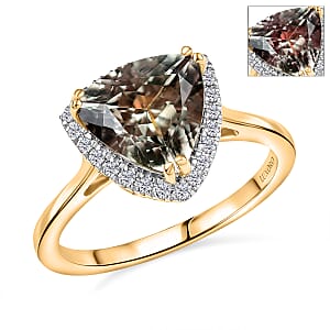 Certified & Appraised Luxoro AAA Turkizite and G-H I2 Diamond 3.42 ctw Ring in 14K Yellow Gold (Size 8.0)
