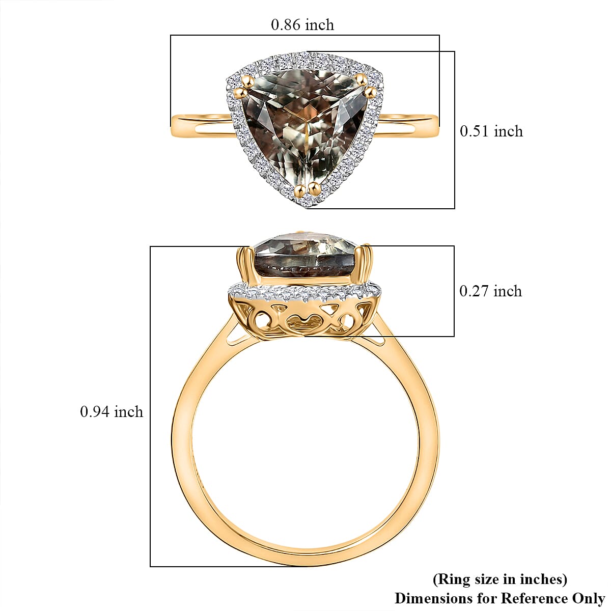 Certified & Appraised Luxoro AAA Turkizite and G-H I2 Diamond 3.42 ctw Ring in 14K Yellow Gold (Size 8.0) image number 5