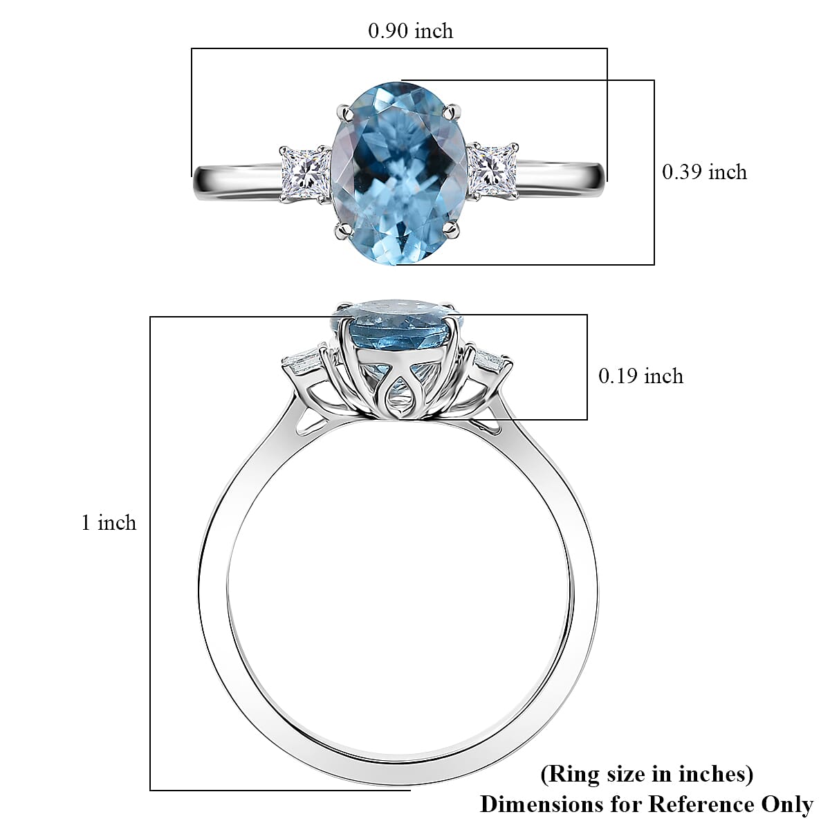 Certified & Appraised Luxoro AAA Santa Maria Aquamarine and G-H I2 Diamond 1.66 ctw Ring in 14K White Gold (Size 10.0) image number 5