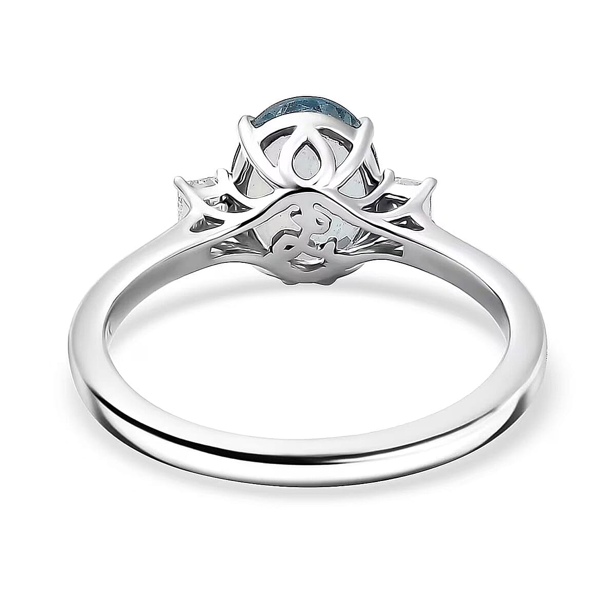 Certified & Appraised Luxoro AAA Santa Maria Aquamarine and G-H I2 Diamond 1.66 ctw Ring in 14K White Gold (Size 10.0) image number 6