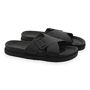 Women's Black Cross Strap Sandal-M