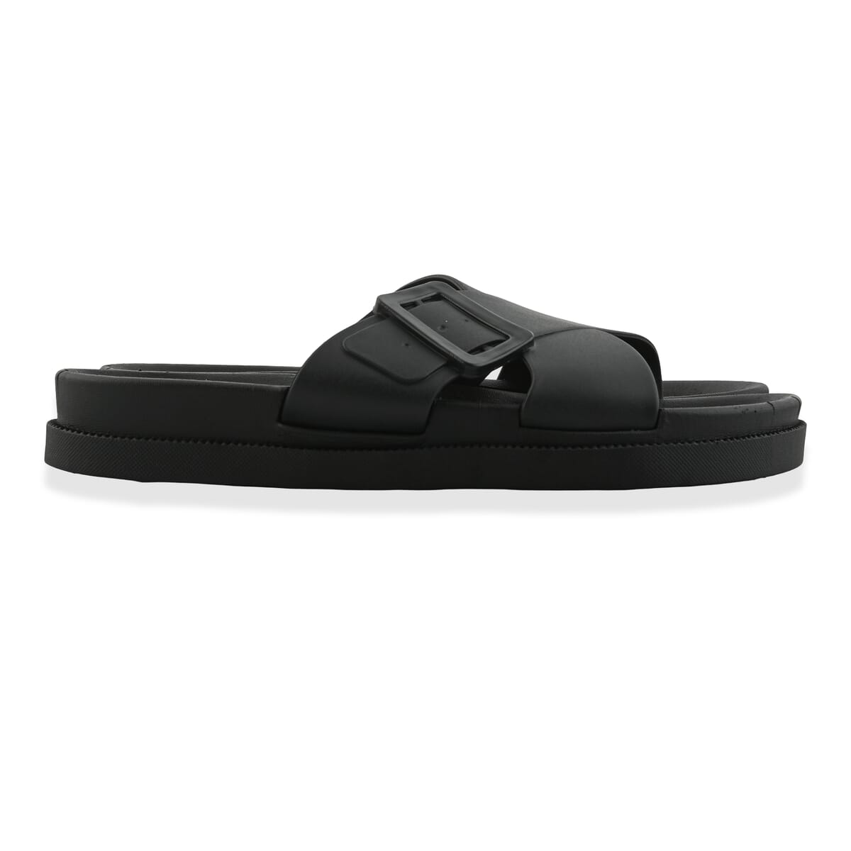 Women's Black Cross Strap Sandal - L image number 3