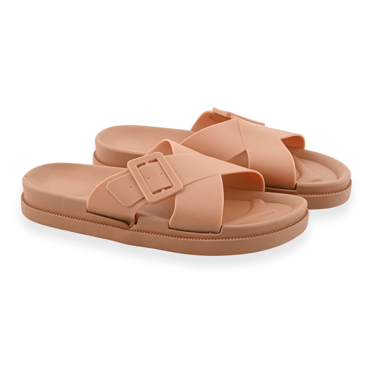 Women's Khaki Cross Strap Sandal -XL image number 0