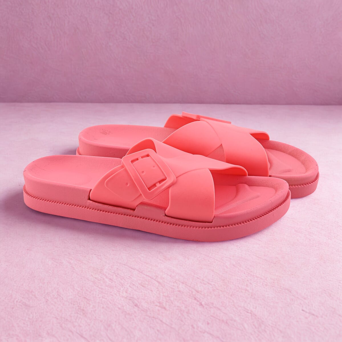 Women's Pink Cross Strap Sandal-L image number 1