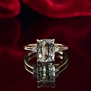 Certified & Appraised Luxoro AAA Turkizite and G-H I2 Diamond 4.36 ctw Ring in 14K Yellow Gold (Size 10.0)