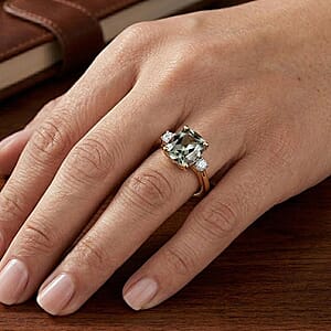 Certified & Appraised Luxoro AAA Turkizite and G-H I2 Diamond 4.36 ctw Ring in 14K Yellow Gold (Size 10.0)