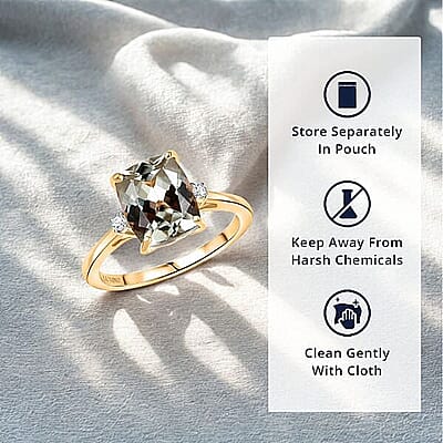 Certified & Appraised Luxoro 14K Yellow Gold AAA Turkizite, Diamond (G-H, I2) Ring (Size 5.0) 4.36 ctw