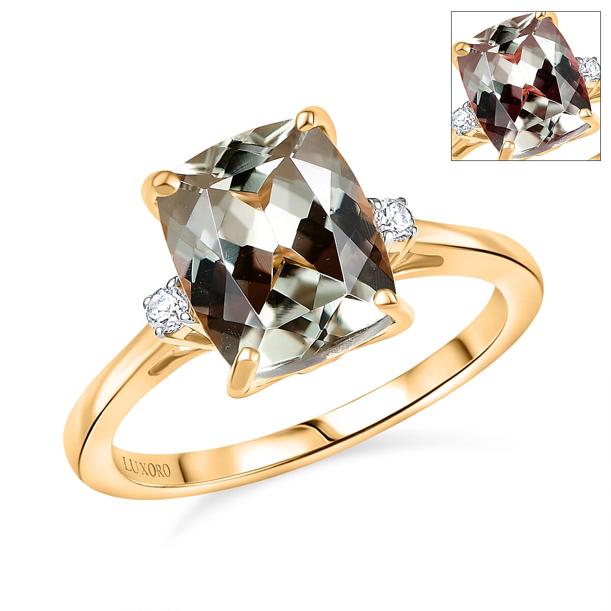 Certified & Appraised Luxoro AAA Turkizite and G-H I2 Diamond 4.36 ctw Ring in 14K Yellow Gold (Size 9.0) image number 0