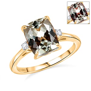 Certified & Appraised Luxoro AAA Turkizite and G-H I2 Diamond 4.36 ctw Ring in 14K Yellow Gold (Size 9.0)