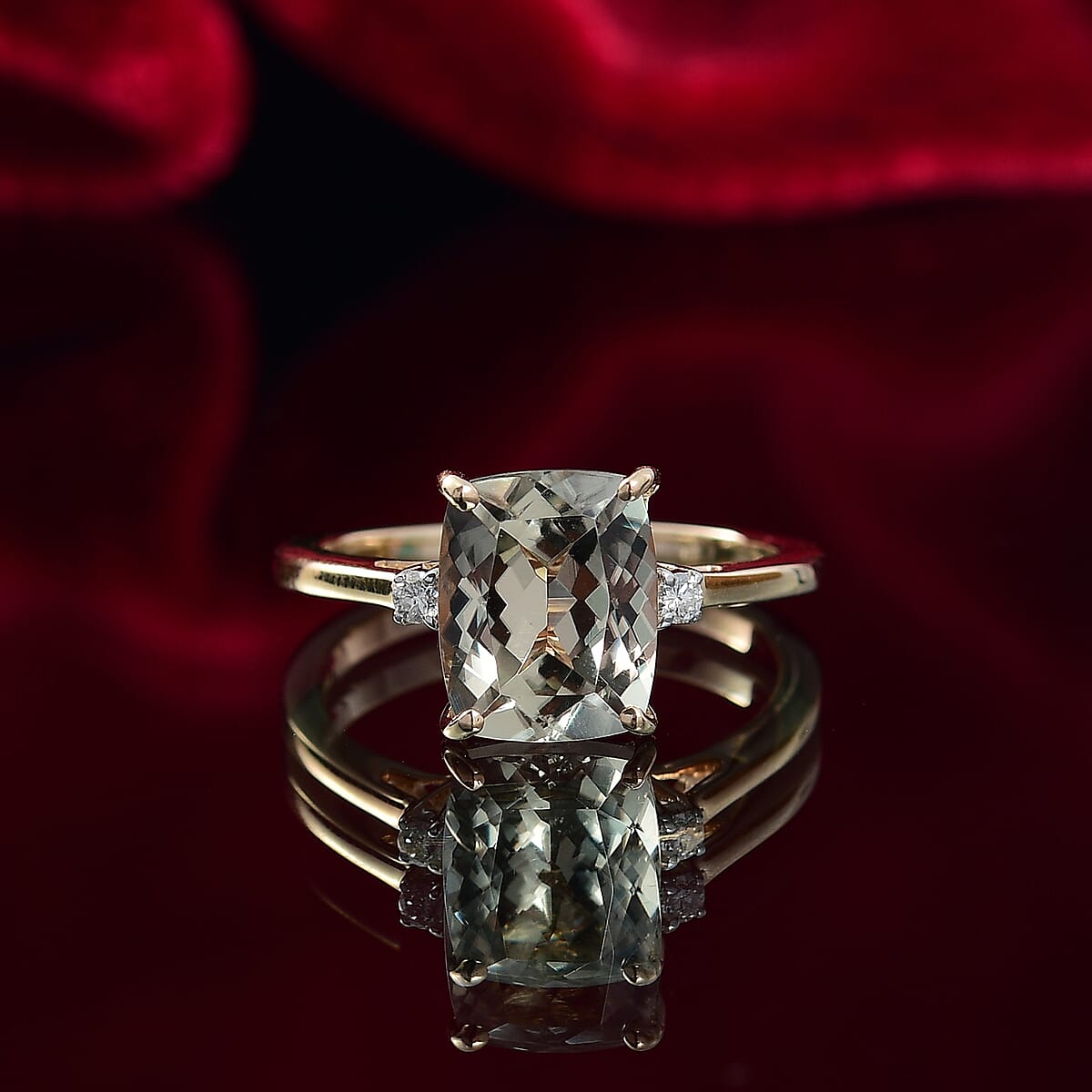Certified & Appraised Luxoro AAA Turkizite and G-H I2 Diamond 4.36 ctw Ring in 14K Yellow Gold (Size 9.0) image number 1