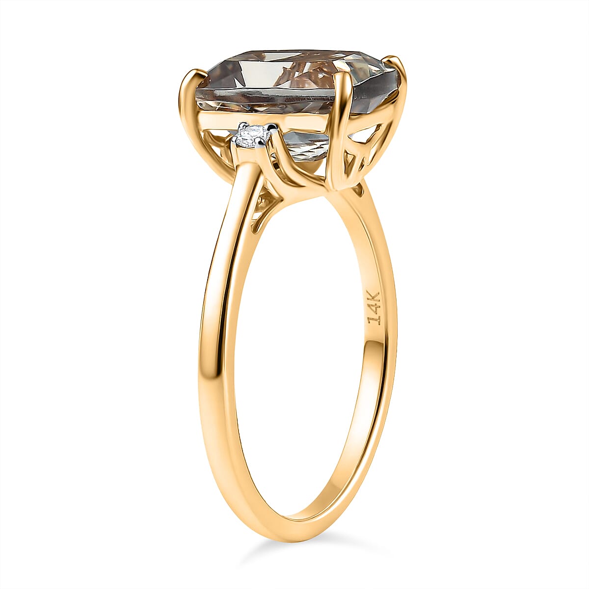 Certified & Appraised Luxoro AAA Turkizite and G-H I2 Diamond 4.36 ctw Ring in 14K Yellow Gold (Size 9.0) image number 3