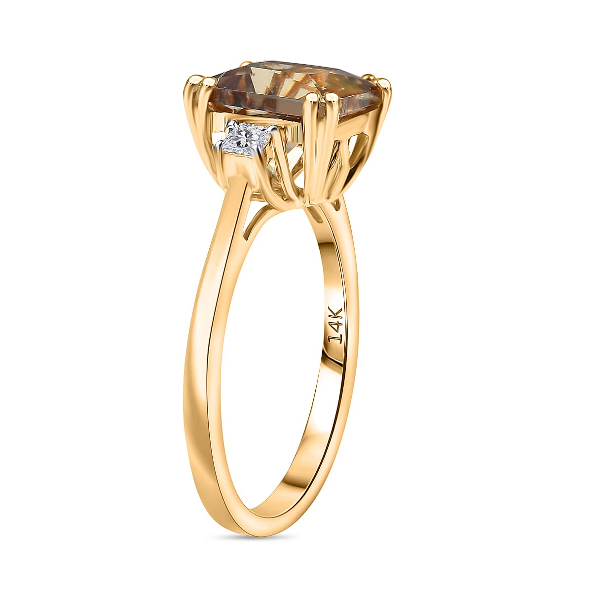 Certified & Appraised Luxoro AAA Turkizite and G-H I2 Diamond 3.00 ctw Ring in 14K Yellow Gold (Size 6.0) image number 3