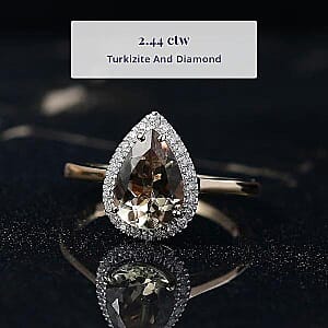 Certified & Appraised Luxoro AAA Turkizite and G-H I2 Diamond 2.44 ctw Ring in 14K Yellow Gold (Size 10.0)