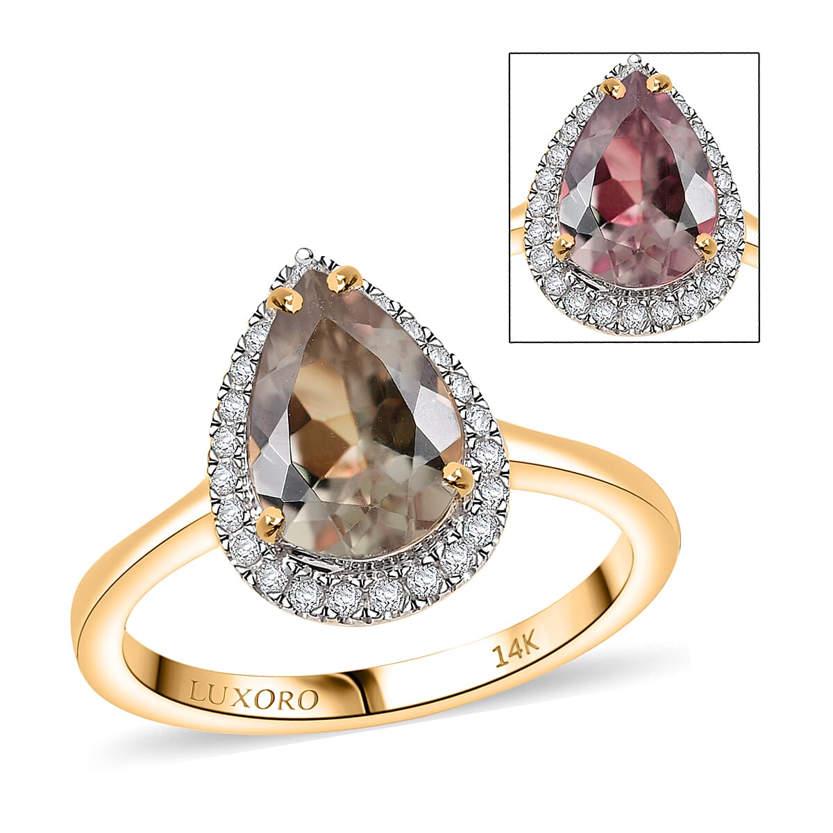 Certified & Appraised Luxoro AAA Turkizite and G-H I2 Diamond 2.44 ctw Ring in 14K Yellow Gold (Size 8.0) image number 0