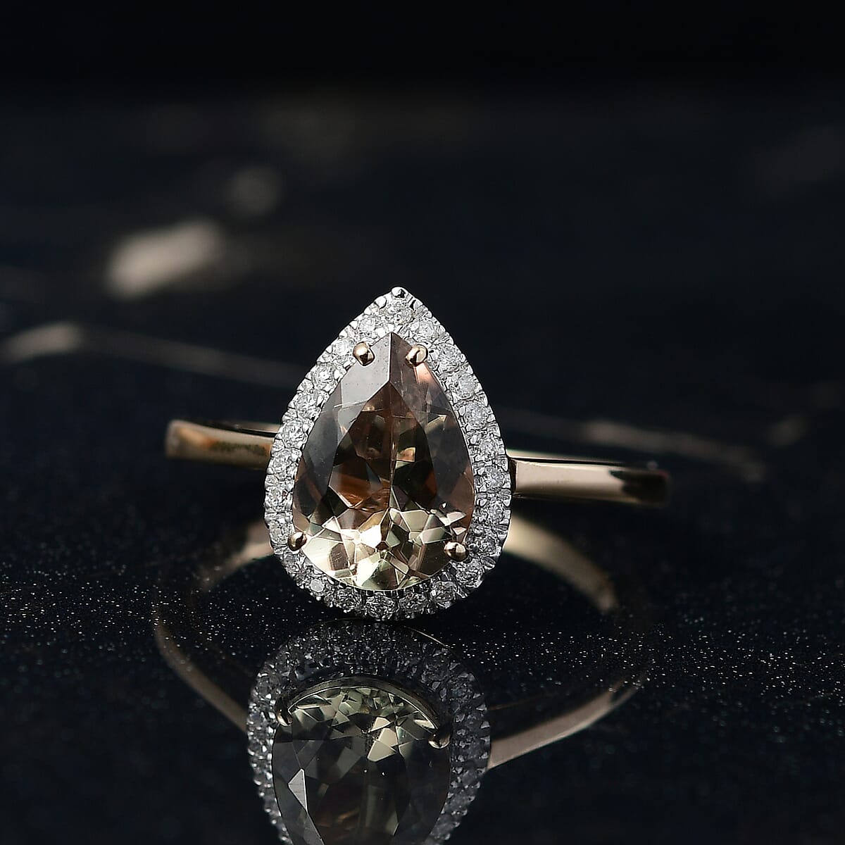 Certified & Appraised Luxoro AAA Turkizite and G-H I2 Diamond 2.44 ctw Ring in 14K Yellow Gold (Size 8.0) image number 1