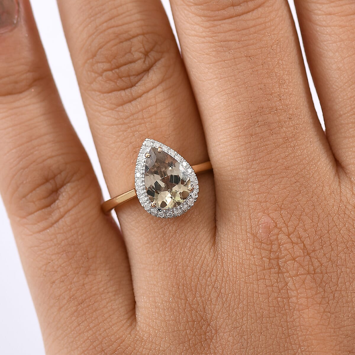 Certified & Appraised Luxoro AAA Turkizite and G-H I2 Diamond 2.44 ctw Ring in 14K Yellow Gold (Size 8.0) image number 2