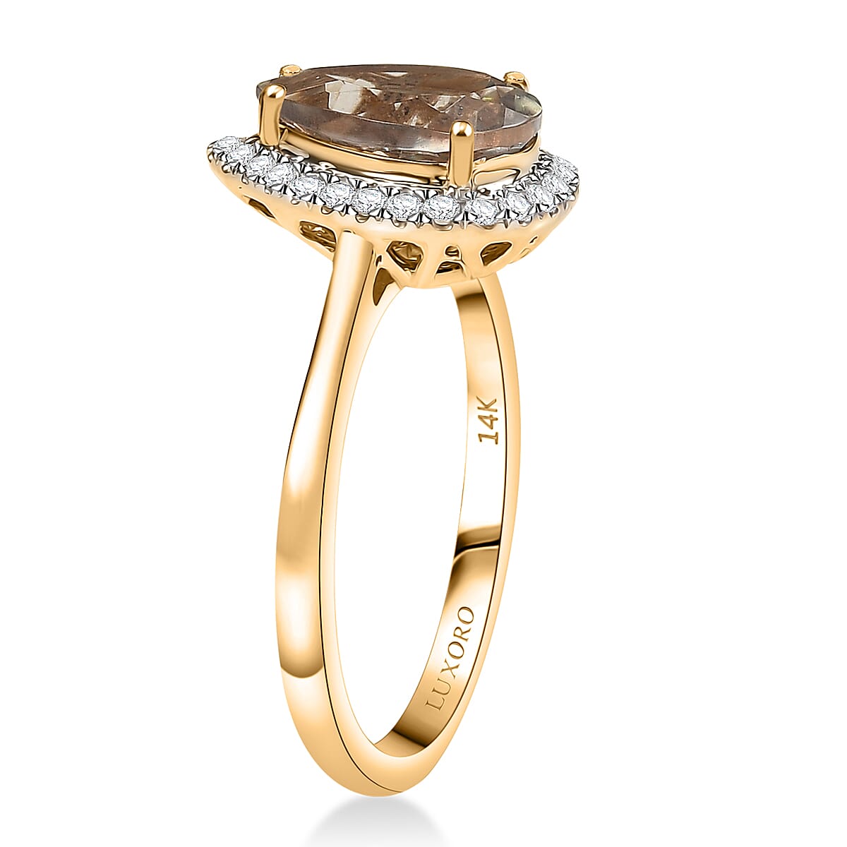 Certified & Appraised Luxoro AAA Turkizite and G-H I2 Diamond 2.44 ctw Ring in 14K Yellow Gold (Size 8.0) image number 3