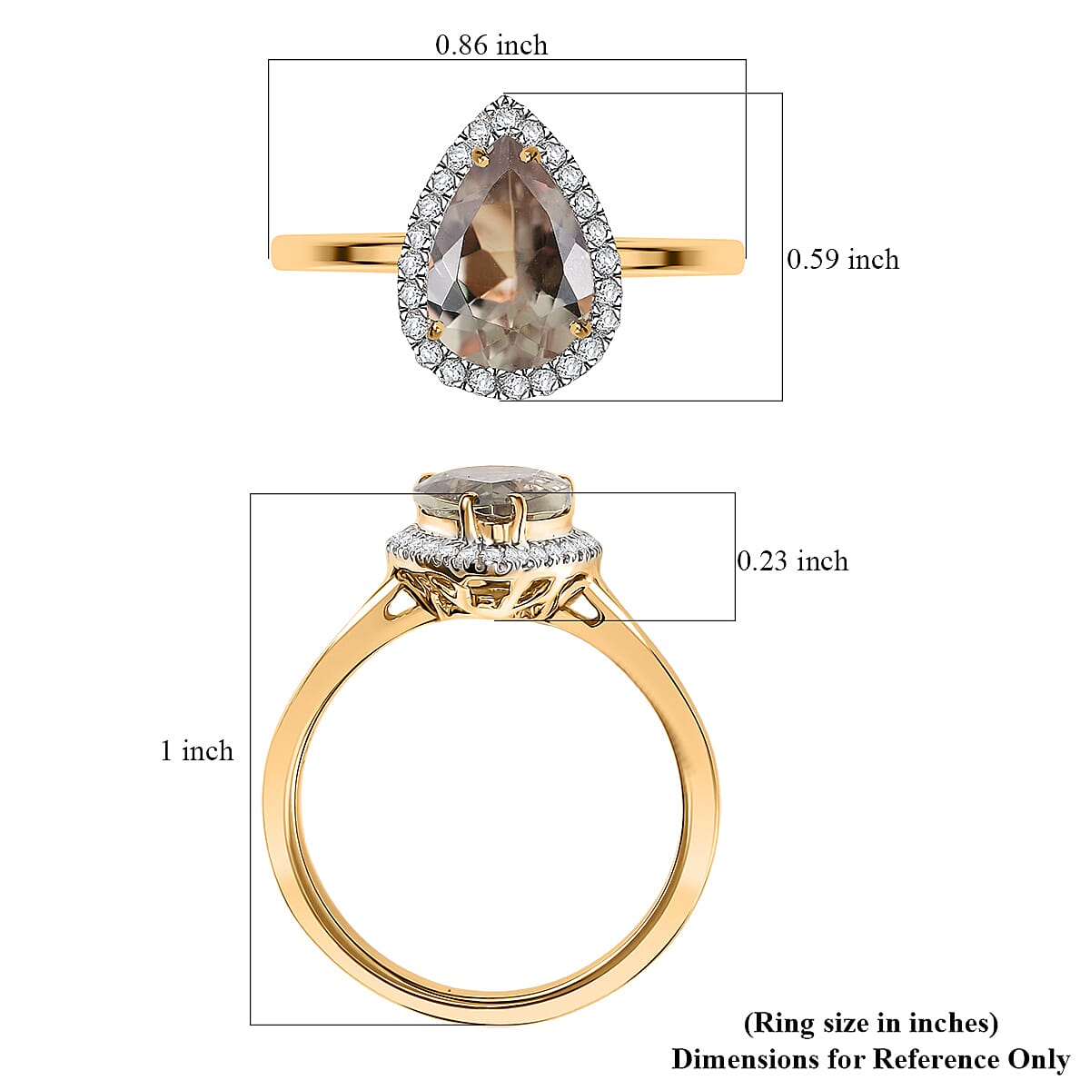 Certified & Appraised Luxoro AAA Turkizite and G-H I2 Diamond 2.44 ctw Ring in 14K Yellow Gold (Size 8.0) image number 5