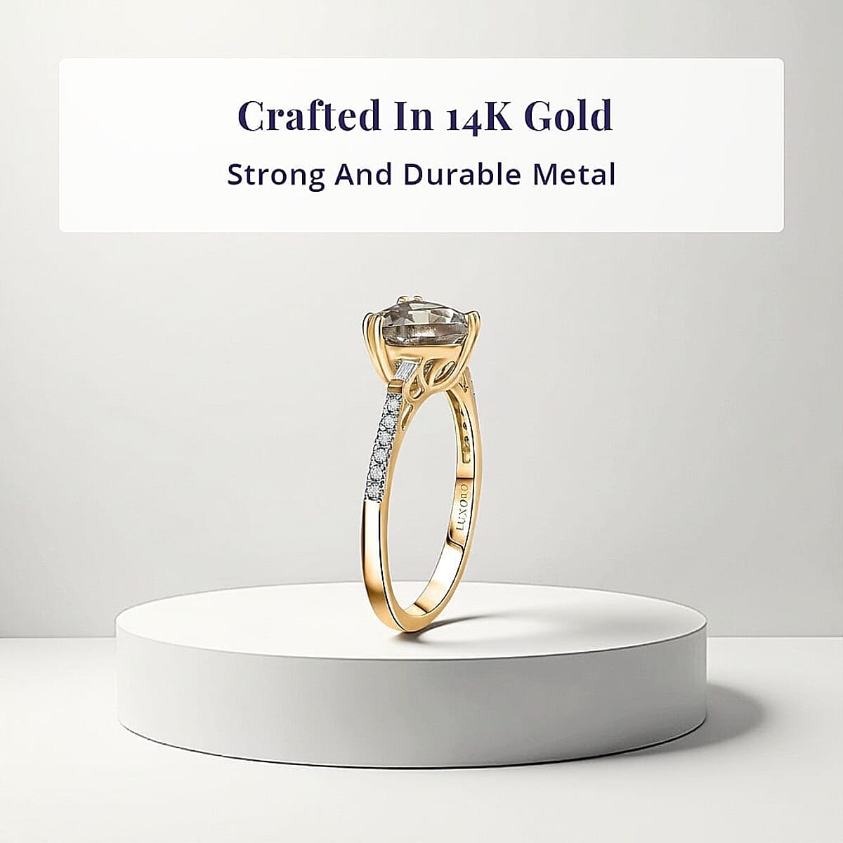 Certified & Appraised Luxoro AAA Turkizite and G-H I2 Diamond 2.20 ctw Ring in 14K Yellow Gold image number 3