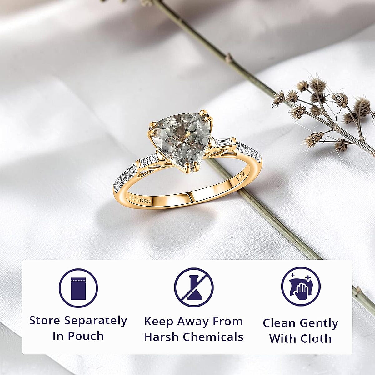 Certified & Appraised Luxoro AAA Turkizite and G-H I2 Diamond 2.20 ctw Ring in 14K Yellow Gold image number 4