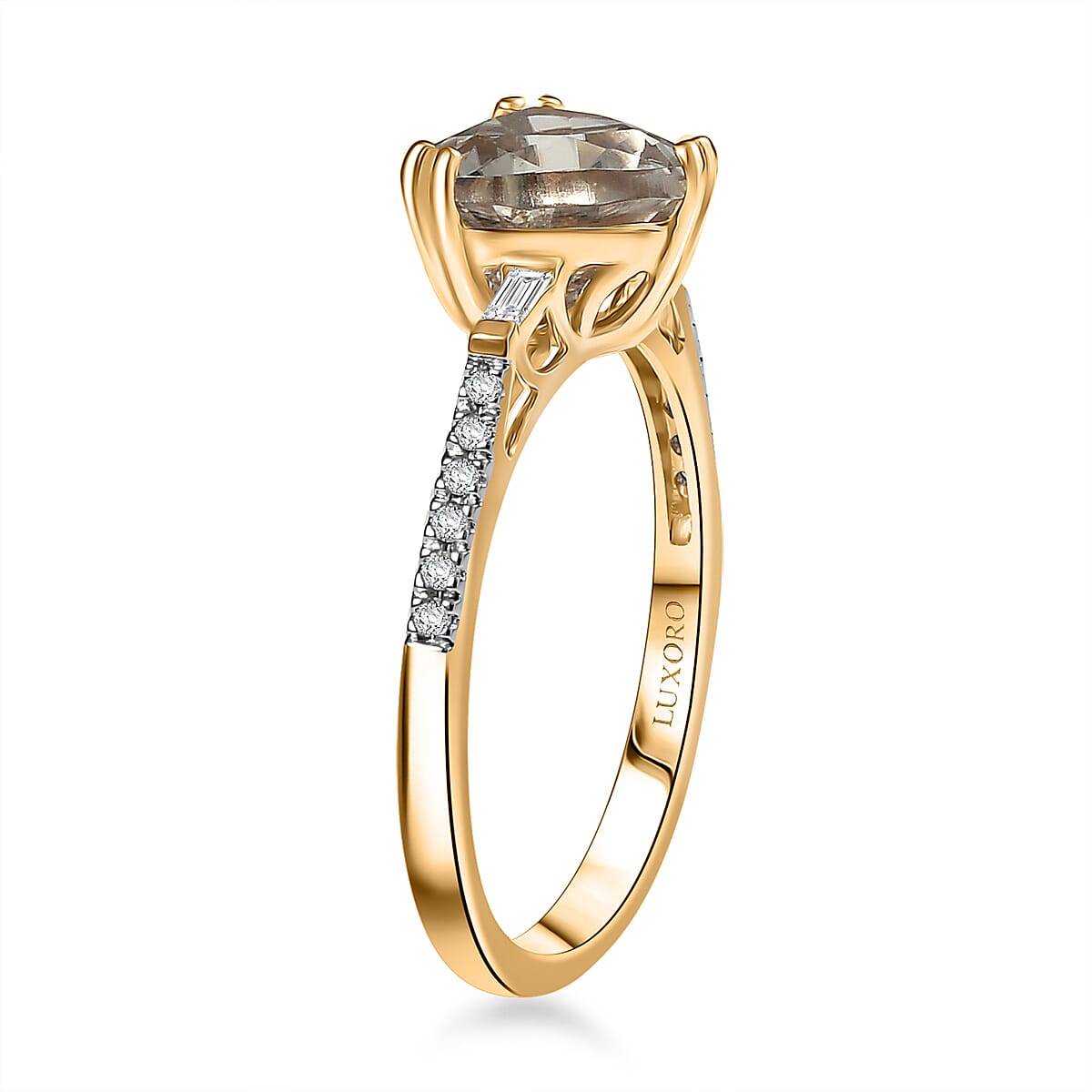 Certified & Appraised Luxoro AAA Turkizite and G-H I2 Diamond 2.20 ctw Ring in 14K Yellow Gold image number 3