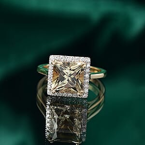 Certified & Appraised Luxoro AAA Turkizite and G-H I2 Diamond 4.90 ctw Ring in 14K Yellow Gold (Size 10.0)