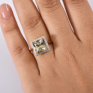 Certified & Appraised Luxoro AAA Turkizite and G-H I2 Diamond 4.90 ctw Ring in 14K Yellow Gold (Size 10.0)