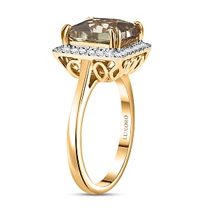 Certified & Appraised Luxoro AAA Turkizite and G-H I2 Diamond 4.90 ctw Ring in 14K Yellow Gold (Size 10.0)