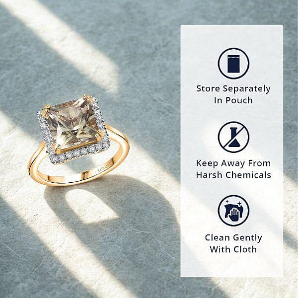 Certified & Appraised Luxoro AAA Turkizite and G-H I2 Diamond 4.90 ctw Ring in 14K Yellow Gold (Size 10.0)