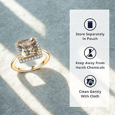Certified & Appraised Luxoro AAA Turkizite and G-H I2 Diamond 4.90 ctw Ring in 14K Yellow Gold (Size 10.0)