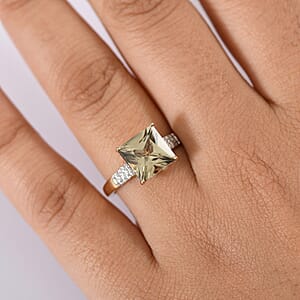 Certified & Appraised Luxoro AAA Turkizite and G-H I2 Diamond 4.04 ctw Ring in 14K Yellow Gold (Size 10.0)