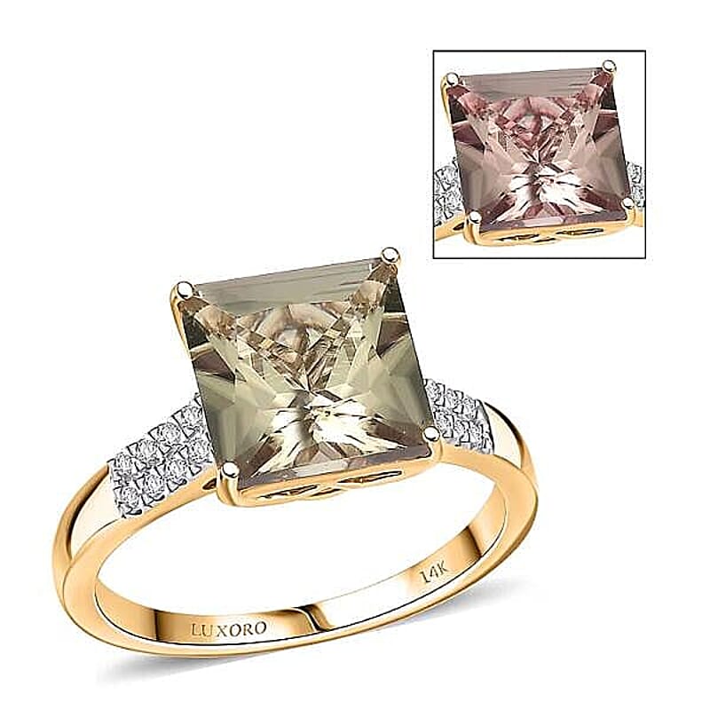 Certified & Appraised Luxoro 14K Yellow Gold AAA Turkizite, Diamond (G-H, I2) Ring (Size 5.0) 4.04 ctw