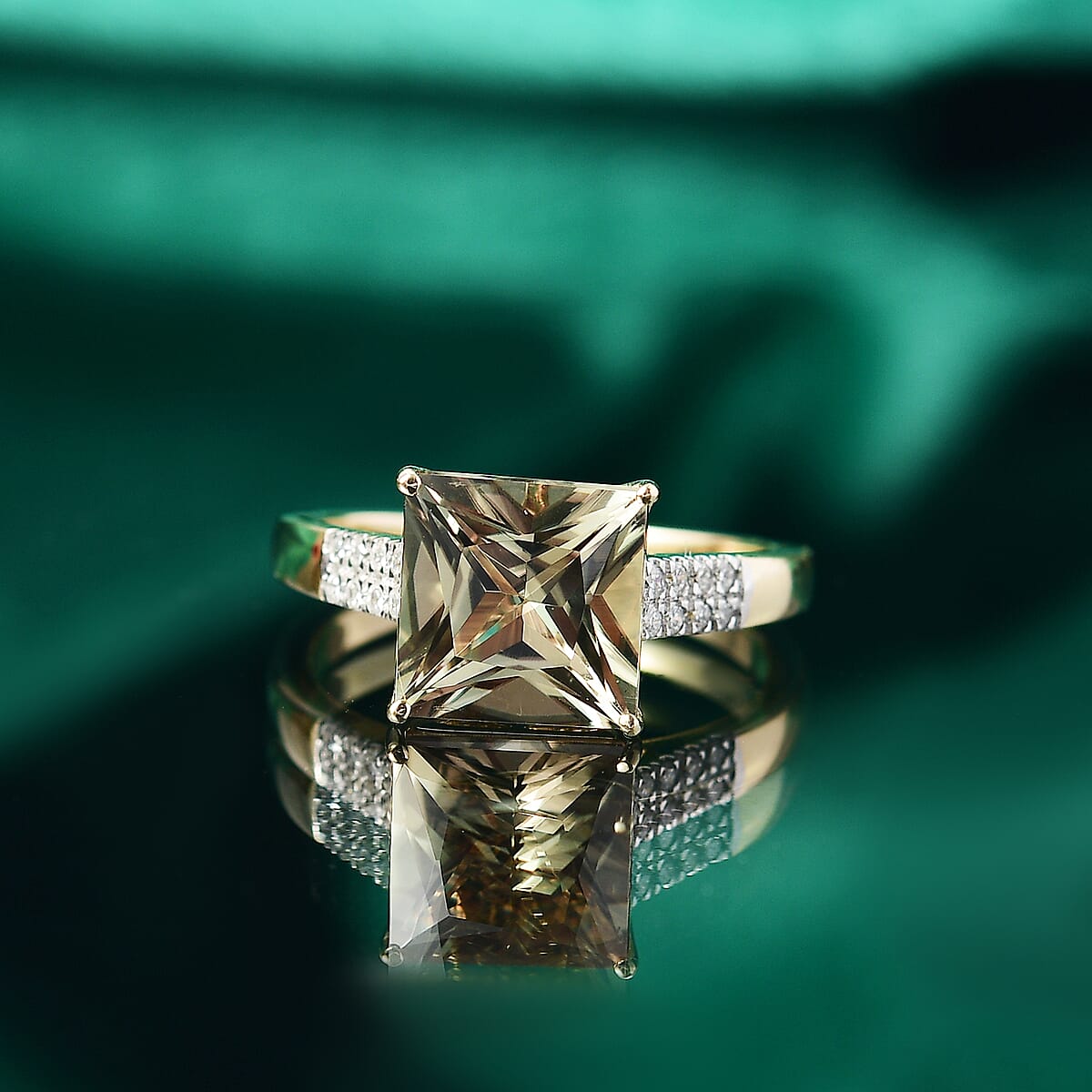 Certified & Appraised Luxoro 14K Yellow Gold AAA Turkizite, Diamond (G-H, I2) Ring 4.04 ctw image number 1