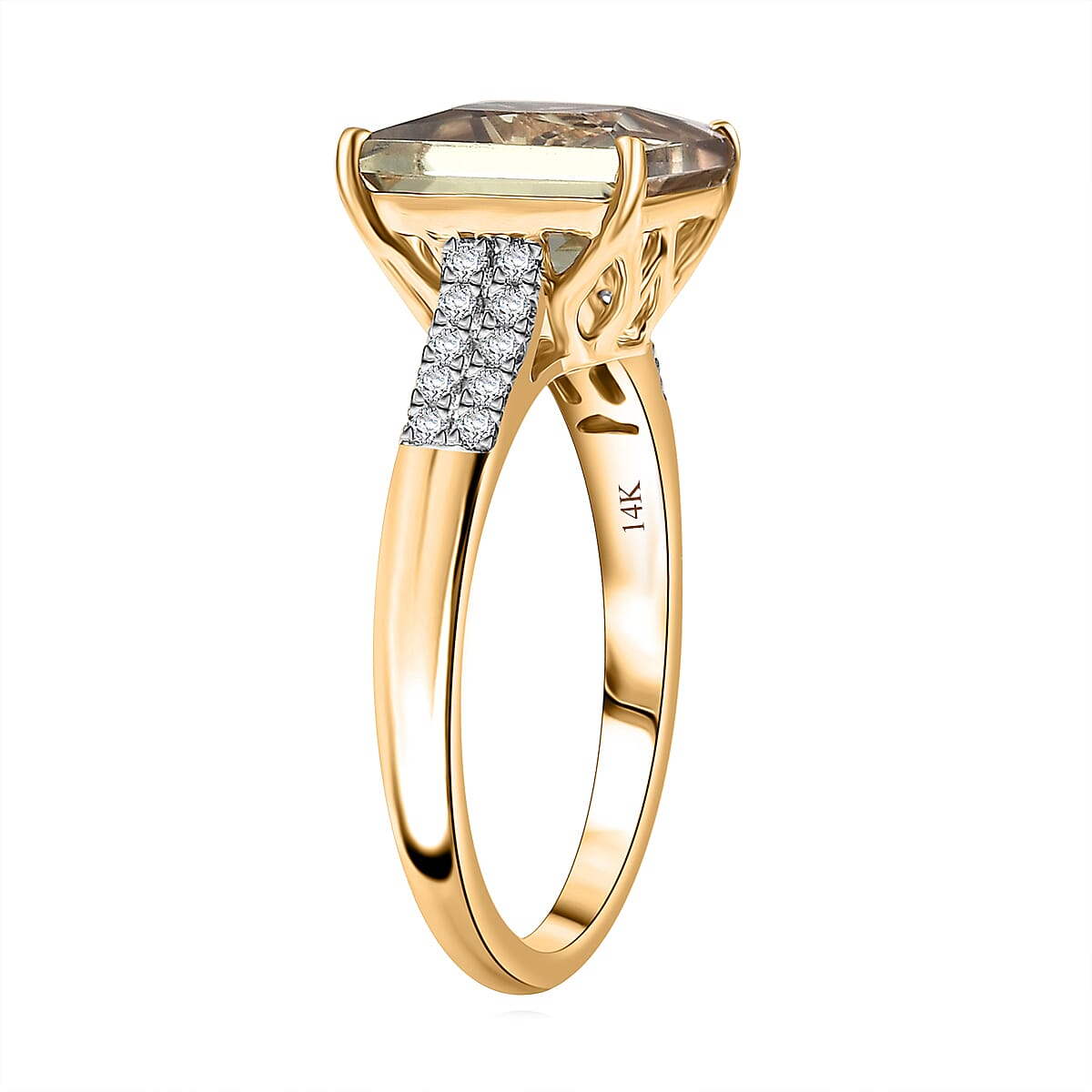 Certified & Appraised Luxoro 14K Yellow Gold AAA Turkizite, Diamond (G-H, I2) Ring 4.04 ctw image number 3