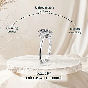 Luxuriant Lab Grown Blue Diamond (IR) and Lab Grown Diamond 0.22 ctw Dancing Heart Ring in Rhodium Over Sterling Silver