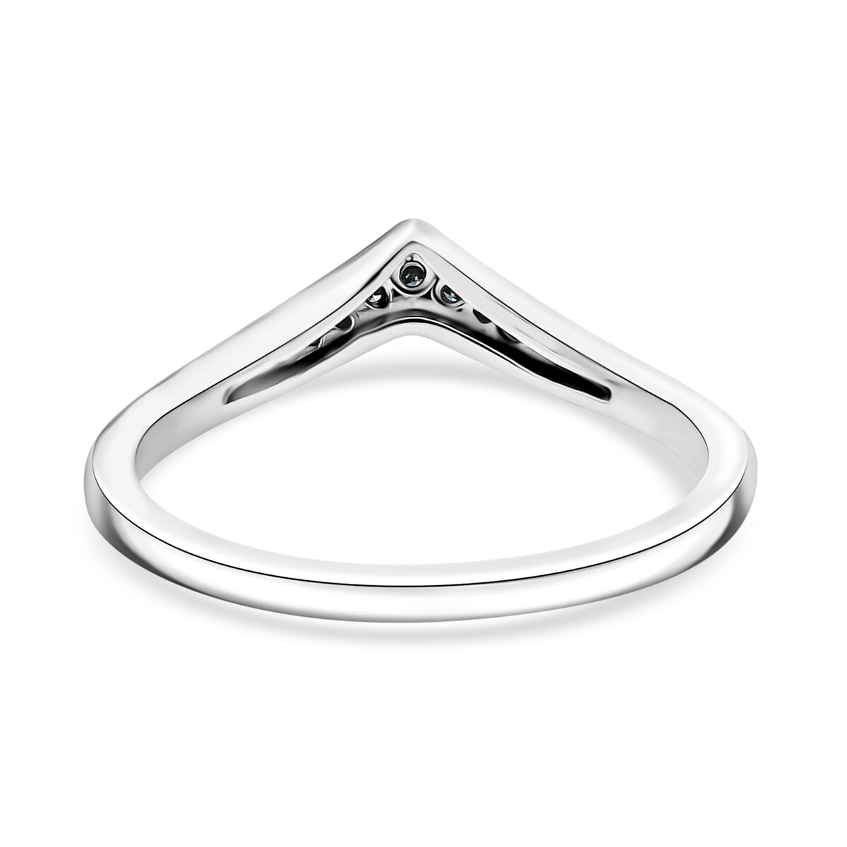 Luxuriant Lab Grown Blue Diamond 0.07 ctw Chevron Ring in Rhodium Over Sterling Silver (Size 10.0)  image number 4