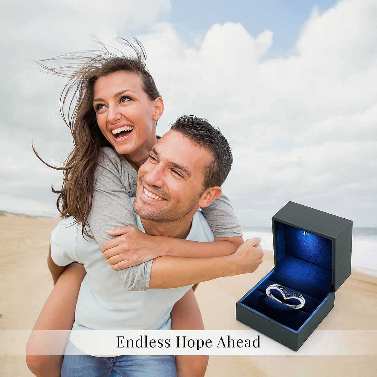 Luxuriant Lab Grown Blue Diamond (IR) 0.07 ctw Chevron Ring in Rhodium Over Sterling Silver (Size 9.0)  image number 5