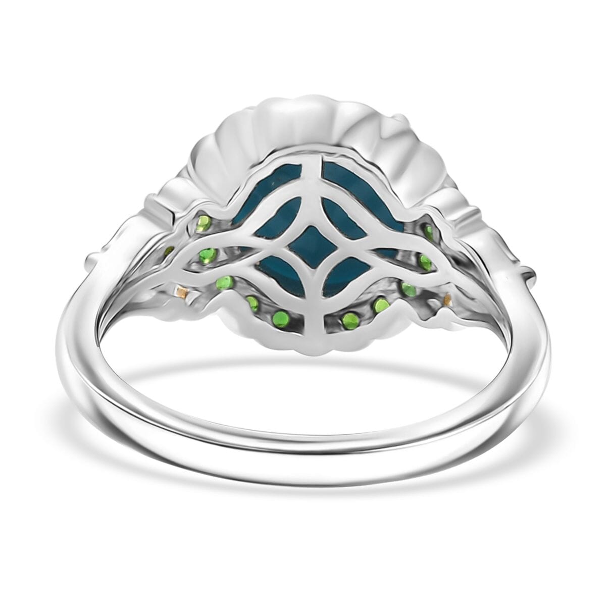 D'Joy Premium Sleeping Beauty Turquoise and Chrome Diopside 2.80 ctw Ring in 18K Vermeil YG and Rhodium Over Sterling Silver (Size 10.0) image number 4