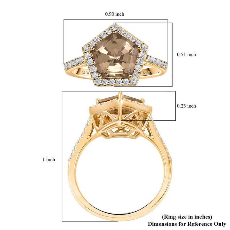 Certified & Appraised Luxoro AAA Turkizite and White Diamond I2 3.45 ctw Ring in 14K Yellow Gold (Size 10.0)