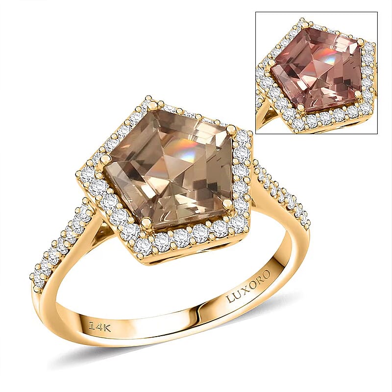 Certified & Appraised Luxoro 14K Yellow Gold AAA Turkizite, White Diamond (I2) Ring (Size 11.0) 3.40 ctw