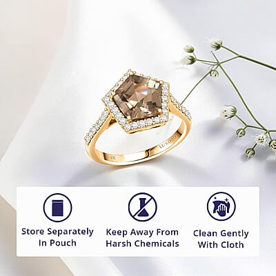 Certified & Appraised Luxoro 14K Yellow Gold AAA Turkizite, White Diamond (I2) Ring (Size 11.0) 3.40 ctw