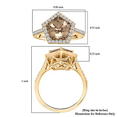 Certified & Appraised Luxoro 14K Yellow Gold AAA Turkizite, White Diamond (I2) Ring (Size 11.0) 3.40 ctw