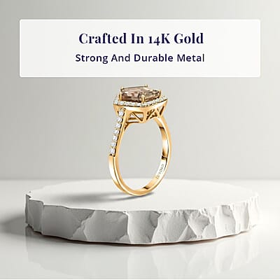 Certified & Appraised Luxoro AAA Turkizite and White Diamond I2 3.45 ctw Ring in 14K Yellow Gold (Size 6.0)