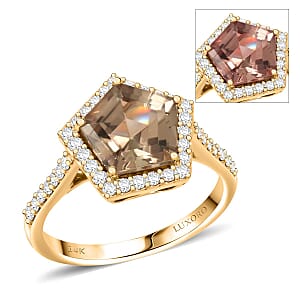 Luxoro 14K Yellow Gold AAA Turkizite, White Diamond (I2) Ring (Size 9.5) 3.40 ctw