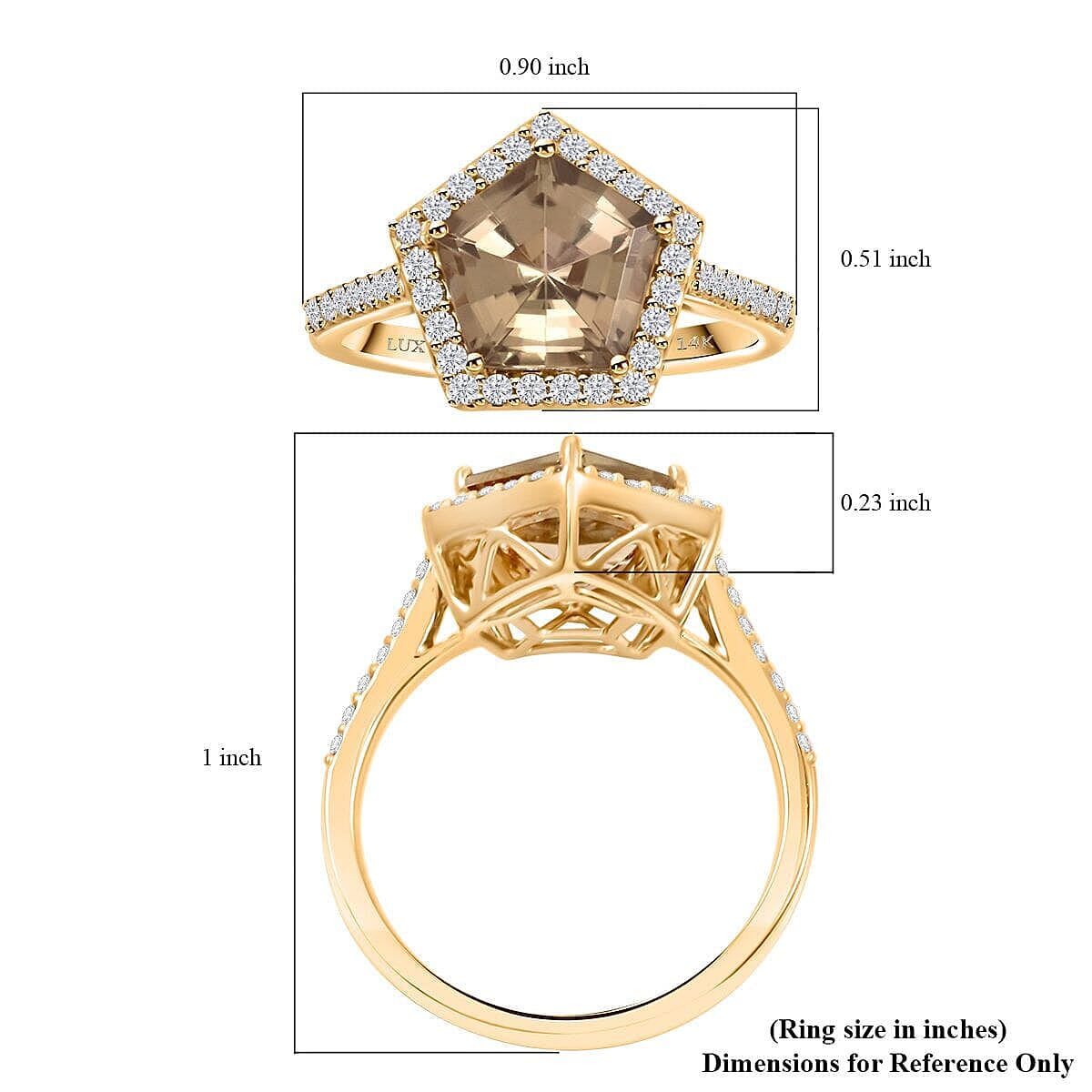 Luxoro 14K Yellow Gold AAA Turkizite, White Diamond (I2) Ring (Size 9.5) 3.40 ctw image number 5