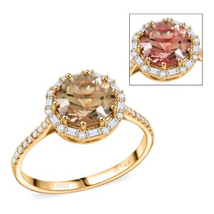 Certified & Appraised Luxoro AAA Turkizite and White Diamond I2 3.50 ctw Ring in 14K Yellow Gold (Size 10.0)