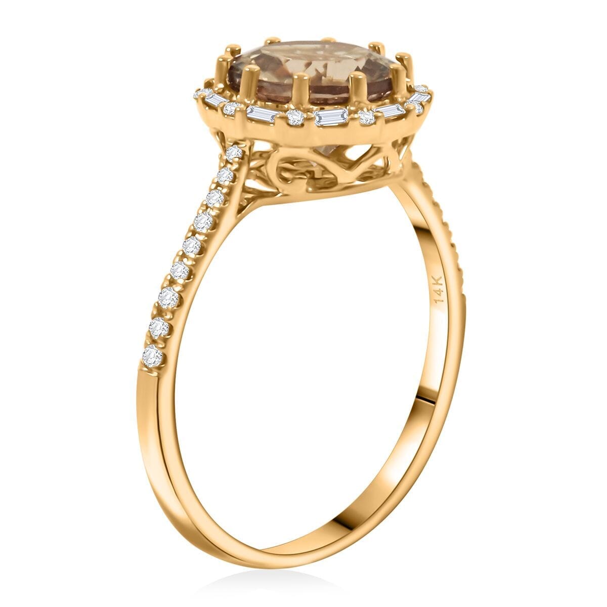 Certified & Appraised Luxoro AAA Turkizite and White Diamond I2 3.50 ctw Ring in 14K Yellow Gold (Size 10.0) image number 3